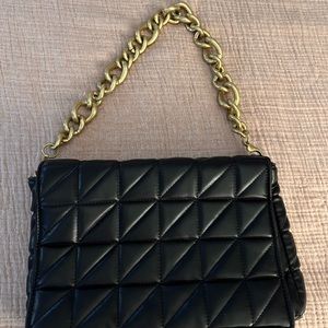 Zara black quilt purse with chain strap